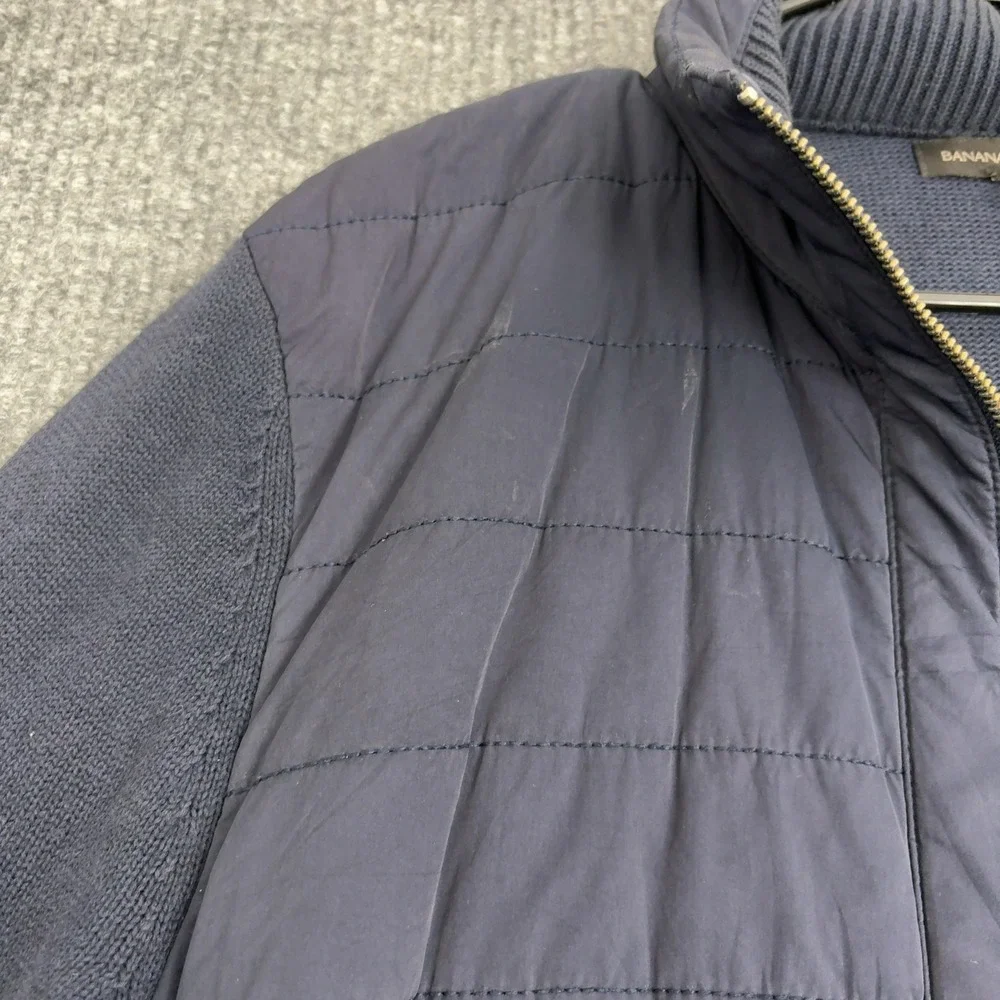 Banana‎ Republic Jacket Mens L Blue Cotton Quilted Hybrid Full Zip Casual